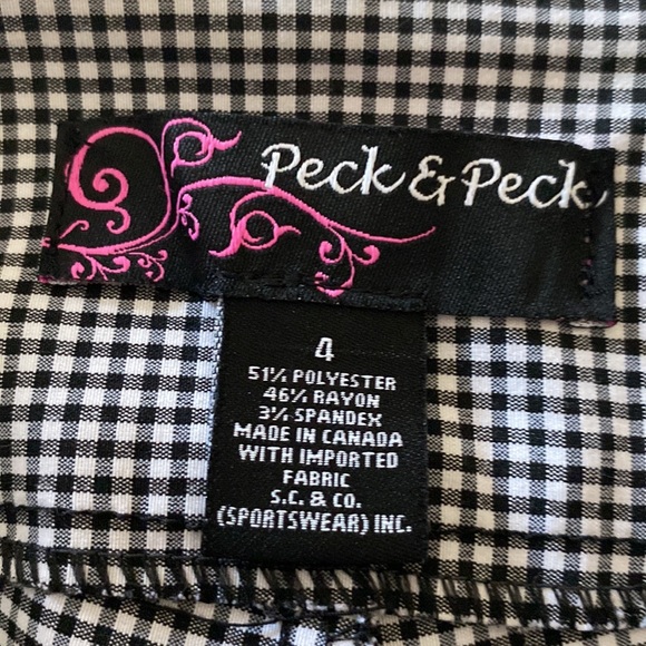 Peck&Peck women’s tummy control pants black white small checkered print sz 4 - Picture 6 of 8